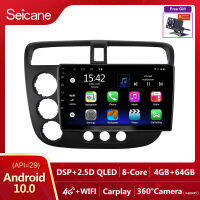 Seicane  9 inch IPS หน้าจอสัมผัส Android 10.0 วิทยุรถยนต์ GPS โฮสต์ 2001 2002 2003 2004 2005 Honda Civic LHD/RHD Manual A/C 2Din เล่นมัลติมีเดียสนับสนุน SWC แบ่งหน้าจอ Netflix Playstore