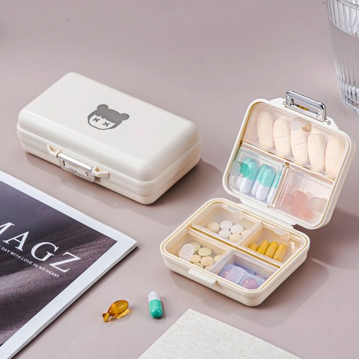 ideert-กล่องยาสำหรับเดินทาง-กล่องยาสไตล์ครีมใหม่ปิดผนึกกล่องเก็บของสวยขนาดเล็กและประณีตแบบพกพาขนาดเล็กยาเม็ดเจ็ดวันสำหรับผู้หญิง