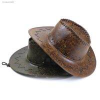 ◘✇ Wholesale price cowboy hat imitation leather cracked men and women rider hat кепка мужская fedora hat Panama rope accessories