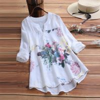 blouses women new style 2023 blouses women semi formal 3XL Ladies Blouses Women Summer Floral Printing Shirts Vintage Tunic Shirts Casual V-Neck Long Sleeves Pullover Tops Блузки