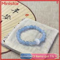 Ministar สร้อยข้อมือลูกปัดแฟชั่นบลูวินเทจสำหรับผู้หญิงเครื่องประดับทำมือเชือกยืดหยุ่นคริสตัลสดใหม่เล็กน้อยอุปกรณ์เสริมมือข้อมือ