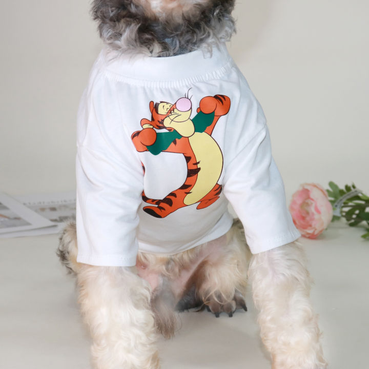 dy-รักสัตว์เลี้ยงเสื้อผ้าน่ารักการ์ตูน-tigger-แบบเสื้อนุ่มระบายอากาศผ้าฝ้ายเสื้อสวมหัวสำหรับสุนัขแมวชิสุ