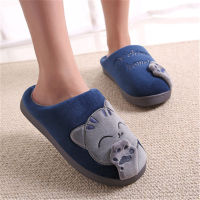 House Slippers รองเท้าแตะผ้าฝ้ายเนื้อหนาอุ่นสำหรับคนรักบ้านในฤดูใบไม้ร่วงและฤดูหนาวสวมใส่สบายทั้งชายและหญิง