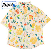 RUNAY เสื้อขยี้ใบ เสื้อสงกรานต์ เสื้อฮาวาย เสื้อลายดอก ผ้าCotton สีสันสดใส รุ่น