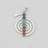 Trendy Silver Plated 7 ReiKi Stone Bead Energy Symbol Women Men Necklace Pendant Healing Balance Chakra Pendant Guardian Jewelry