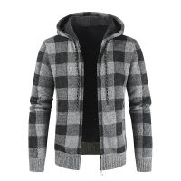 New Mens Winter Cardigan Fleece Thick Sweatercoat Cardigan Knit Sweater Male Loose Warm Hooded Warm Add Wool Jacket Coat