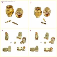 ۩ 10pcs/lot SMA Male RF Connector RP-SMA Male Jack Plug 90 Degree Right Angle Center Solder Semi-Rigid for RG402 Brass Gold Plated