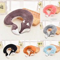 Lovely Fox Animal Plush U Shape Neck Pillow Travel Car Home Cotton Pillow Nap Animal Pillow for Flight Plane Travel Cute Gifts