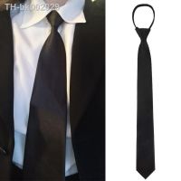 ♦ Black Unisex Zipper Ties Retro Silky Narrow Neck Tie Slim Smooth Women Bow Tie Korean Style Simple Elegant All-match Trendy Tie