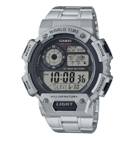 Casio G-Shock นาฬิกาข้อมือผู้ชาย สายเรซิน รุ่น AE-1400WHD,AE-1400WHD-1A - สีเงิน