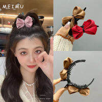 MEIMU กิ๊ฟติดผมติดโบว์รูปโบว์แบบผูกโบว์9สี MODE Korea ใหม่สายคาดหัวลายกุหลาบทรงหางม้าสูงสำหรับผู้หญิงเครื่องประดับผม