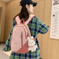 Spot parcel post Backpack Female College Student Simple and Compact Canvas Broadband Backpack Make-up Class Tutorial Class with Homework Small Bookbag