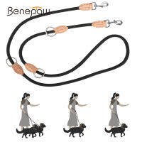 Benepaw ไม่มี Tangle Dual Leash Dog Leash แฮนด์ฟรีไนลอนสุนัขเชือก Strong ปรับสุนัขสัตว์เลี้ยง Slip การฝึกอบรม360 ° หมุน