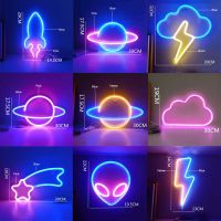 Neon Led Lights Sign Planet Lightning Moon Neon Light Rainbow Cloud Neon Signs for Room Home Decor Party Wall Lamp Night Lights