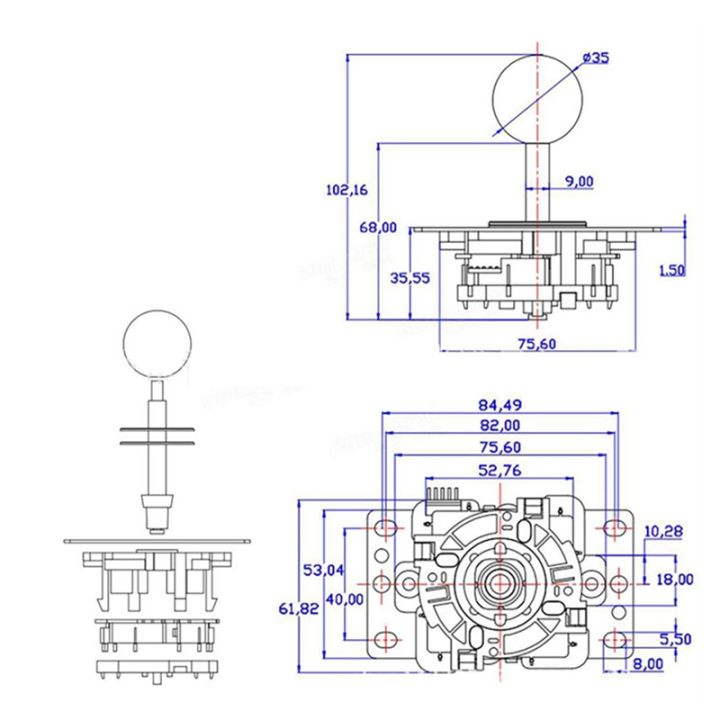 arcade-joystick-controller-joystick-joystick-with-circuit-board-5p-pin-without-light-joystick-game-console-handle