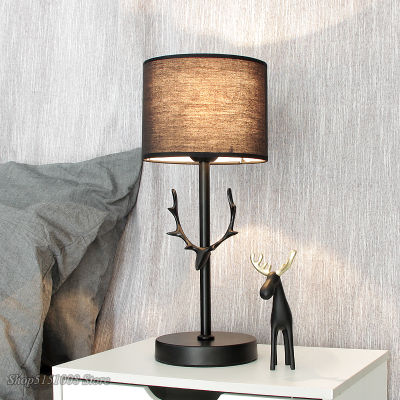 Modern LED Antler Table Lamp Nordic Dimmable Desk Lamp Bedroom Bedside Ho Black Study Lamp Christmas Decorations for Home