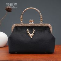 Hot selling Chinese style velvet women with cheongsam bag all-match dress