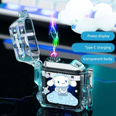 ZZOOI Sanrio Hello Kitty Double Arc Lighter Anime My Melody Cinnamoroll Waterproof Lighter Type-C Charging Holiday Gift