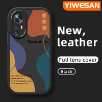 YIWESAN เคสสำหรับ Xiaomi 12 Lite 12 Pro,เคสโทรศัพท์หนังดีไซน์ใหม่ลายการ์ตูนยิ้มเคสหลังซิลิโคนนิ่มฝาครอบเลนส์แบบเต็มเคสกันกระแทกกล้อง