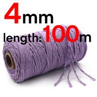 4mm Multicolor Cotton Twisted Braided Cord Rope DIY Handmade Home Textile Accessories Craft Macrame String Wedding Decoration