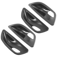 4Pcs Carbon Fiber Interior Door Handle Bowl Cover Trim For-BMW 5 Series F10 2011-2016