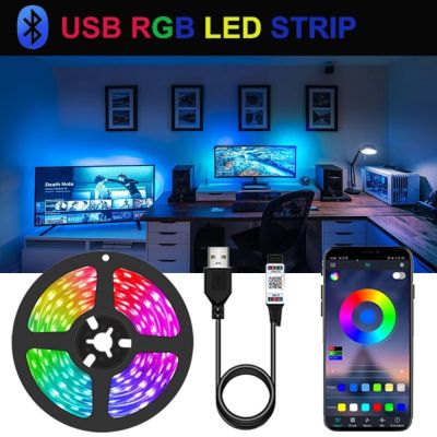 USB LED Strip Light Bluetooth Rgb Light Tape DC5V Flexible LED Lamp Tape TV Backlight Ribbon Self-adhesive Desktop Diode 5M-1M LED Strip Lighting