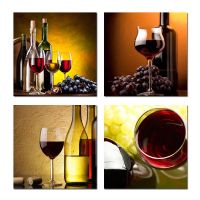 HD Modern Kitchen Canvas Painting 4 Panel Wine Glass Bottle Wall Art Oil Painting Set Bar Restaurant Decoration Picture Drawing Painting Supplies