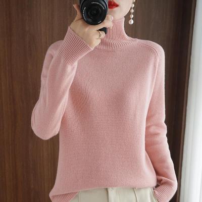 2023 Autumn and Winter New High Collar Pullover Sweater Womens Loose Thickened Korean Solid Color High Collar Knitted Base Shirt for Women 2023