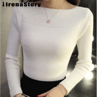 IRENASTORY เสื้อสเวตเตอร์เปิดไหล่สำหรับผู้หญิง,เสื้อกันหนาวแขนสั้นพอดีตัวเสื้อกันหนาวเสื้อสวมหัวแน่น