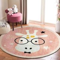 Cartoon Round Kids Carpets Home Living Non-Slip Carpet Sofa Bedside Rugs Baby Girl Kawaii Room Decor Crawling Mat