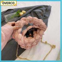 OVERCO สีทึบทึบ กระเป๋ามีจีบมีเมฆ ผ้าคอตตอน น้ำหนักเบามาก กระเป๋า Crossbody แฟชั่นสำหรับผู้หญิง กระเป๋าถือแบบถือ สำหรับผู้หญิง