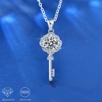 925 Sterling Silver 1 Carat Moissanite Key Necklace Pendant Fashion Trend Design Niche Couple Men Ladies