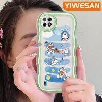 YIWESAN เคสสำหรับ Realme C21 C21Y C25Y C15ลายการ์ตูนโดราเอมอนนำโชคดีไซน์ใหม่ขอบคลื่นกันกระแทกแบบใสนิ่มเคสมือถือโปร่งใสลายกล้องถ่ายรูปฝาครอบป้องกันอย่างเรียบง่ายและอ่อนโยน