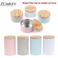 7.2cm/10cm Round Empty Iron Box With Wood Grain Lid Candy Storage Box Diy Candle Making Jar Storage Boxes