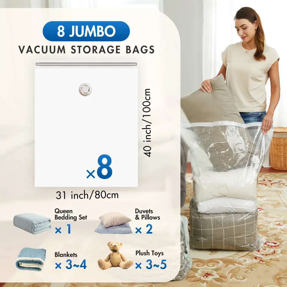 Spacesaver's Space Bags Vacuum Storage Bags (Jumbo Vacuum Storage Bags  6-Pk) Save 80% Space - Vacuum Bags for Comforters and Blankets, Bedding