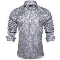 เสื้อเชิ้ตผ้าไหมสำหรับเสื้อแขนยาวผู้ชาย2 Paisley ทักซิโด้แบรนด์หรูเสื้อผ้าผู้ชายปาร์ตี้งานแต่งงาน