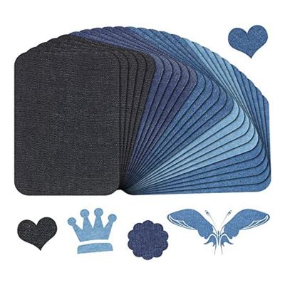 100 Pcs Iron on Patches Denim Patches for Jeans Kit Patches 4.3 X 3 Inches/ 11 X 7.5 cm 5 Colors Cloth for Clothing Repair,