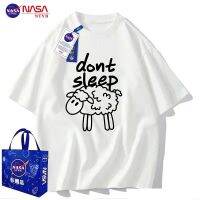 【July hot】 NASA official co-branded lamb short-sleeved t-shirt men and women niche loose half-sleeved slim new tops