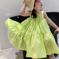 Girls Dresses Summer 2022 Korean Style Cool Casual ChildrenS Clothing Cake Princess Dress Baby Kids Suspender Beach Vestidos