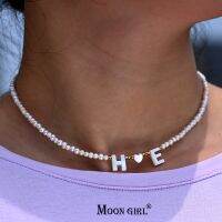 ✕  Personalize Initial Choker for Fashion 3MM Stone Freshwater Customized Name Necklace