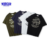 MBBCAR เสื้อยืดแขนสั้นคอกลมชายพิมพ์ลายหมึกปากกาเรียบผ้าย้อนยุคญี่ปุ่นใหม่2023ฤดูร้อน