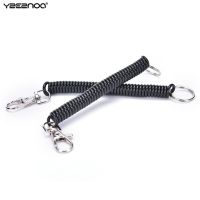 2PCs Elastic Spring Rope Key Chains Key Rings Silver Color Metal Carabiner For Outdoor Camping Anti-lost Phone Spring Keychain