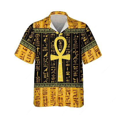Jumeast เสื้อพิมพ์ลาย3D ฮาวายอังก์อียิปต์แอฟริกันมีกระดุมเสื้อสำหรับผู้ชายตัวอักษรสัญลักษณ์เสื้อยืดชายหาดเสื้อสตรี YK2เสื้อผ้าหยด