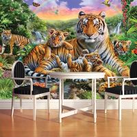 [HOT IOSWKLXWIOGH 626] Custom Photo Wall ภาพจิตรกรรมฝาผนัง3d Tiger Animal Modern Art ภาพจิตรกรรมฝาผนังขนาดใหญ่ห้องนั่งเล่นห้องนอนร้านอาหารพื้นหลังตกแต่งบ้านวอลล์เปเปอร์-วอลเปเปอร์-AliExpress