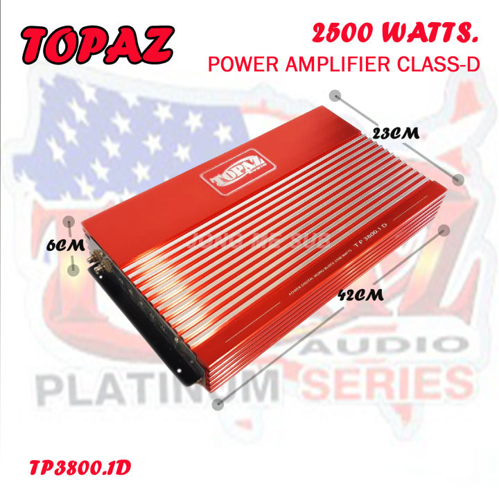 เพาเวอร์แอมป์ติดรถยนต์-topaz-รุ่นtp3800-1d-class-d-กำลังขับ-2500w-ใช้ขับดอกลำโพงซับ-10นิ้ว-12นิ้ว-สำหรับเพิ่มพลังเสียงเบสให้ดุดันยิ่งขึ้น