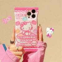 การ์ตูน Hello Kitty บิสกิตขนมกระเป๋าบรรจุภัณฑ์เคสโทรศัพท์ iPhone 11 14 12 13 Pro Max 8 7 6 6S 14 Plus XR X Xs Max SE 2020ที่สร้างสรรค์น่ารักนุ่มฝาหลัง