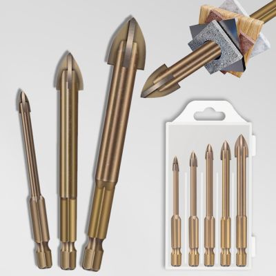 【CW】 5/6Pcs Set Cemented Carbide Glass Bits Efficient Drilling Hole Opener for Wall