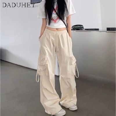 Pants Cargo Leg Wide Straight Hop Hip Pants Casual Loose Waist High Hiphop Overalls Retro Style American Womens DaDuHey🎈