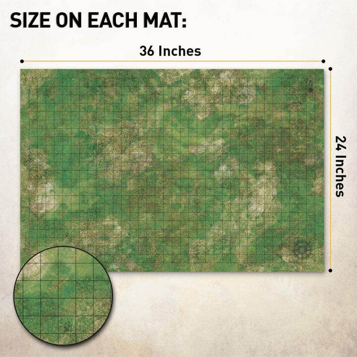 melee-mats-battle-grid-game-mat-3-pack-doublesided-portable-tabletop-role-playing-map-dungeons-rpg-dice-dragons-starter-set-tabletop-gaming-paper-terrain-reusable-figure-board-game-24-x-36