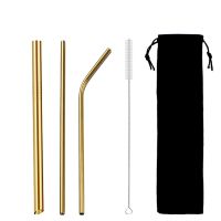 Reusable Metal Drinking Straws Set 304 Stainless Steel Straw Wholesale With Cleaning Brush Party Bar Accessory Eco Friendly New Specialty Glassware